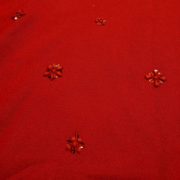 Red Sequined Sweater Womens Sz 3X Ruby Rd 3/4 Sleeve Knit Preppy Holiday - Picture 3 of 10